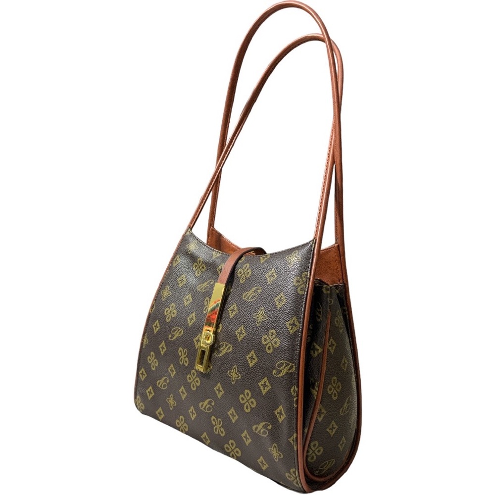 Brown and Black Designed Shoulder Bag